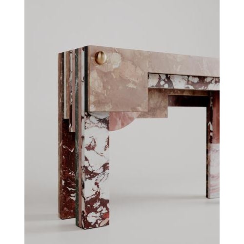 Architectural Layered Marble Stone Strata Console by Esther Knopfler For Sale - Image 11 of 12
