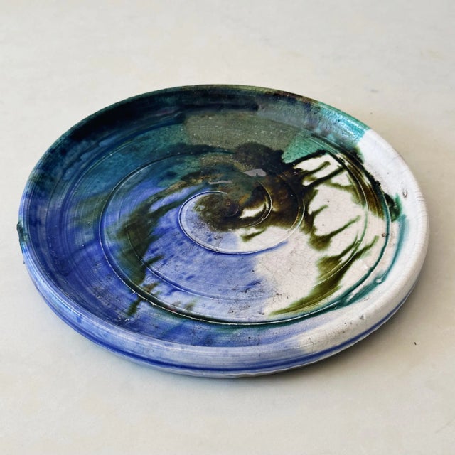 Vintage Hand Thrown Pottery Trinket Dish in Elegant Drip Glaze For Sale In Los Angeles - Image 6 of 6