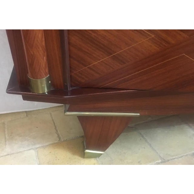 Modernist Dry Bar Cabinet Attrib to Jules Leleu, French Art Deco Display Cabinet For Sale - Image 10 of 11