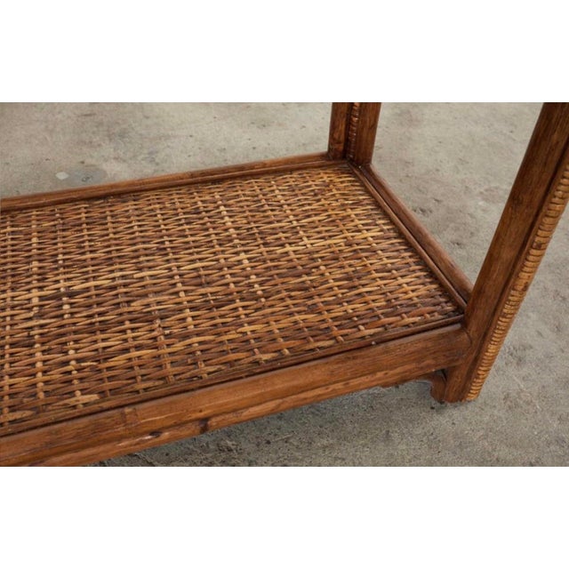 Beige Baldwin Style Wrapped Rattan Console Table For Sale - Image 8 of 12
