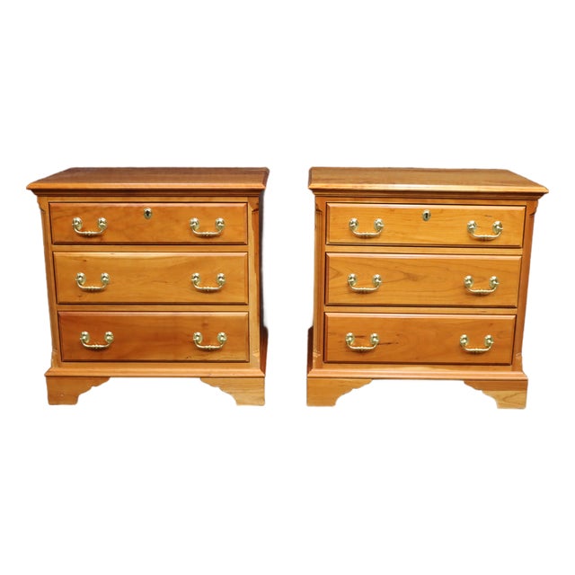 Pair of Harden Cherry Three Drawer Nightstands For Sale