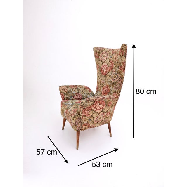 Vintage Floral Fabric Children's Armchair with Wooden Legs, Italy, 1950s For Sale - Image 9 of 10