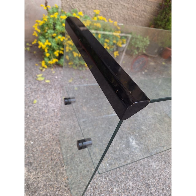 Mid-Century Modern Console Table with Two Glass Shelves and Black Painted Metal Elements from Gallotti & Radice For Sale - Image 3 of 7
