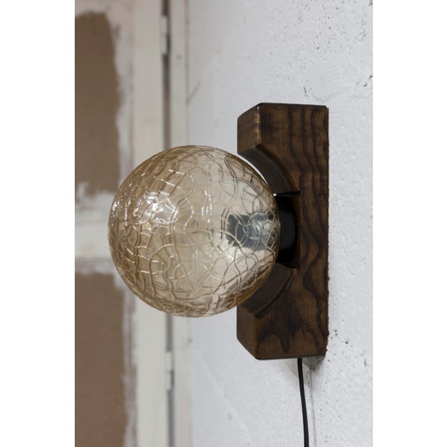 Ball Wall Light in Dark Wood and Amber Glass, 1960s For Sale - Image 12 of 13