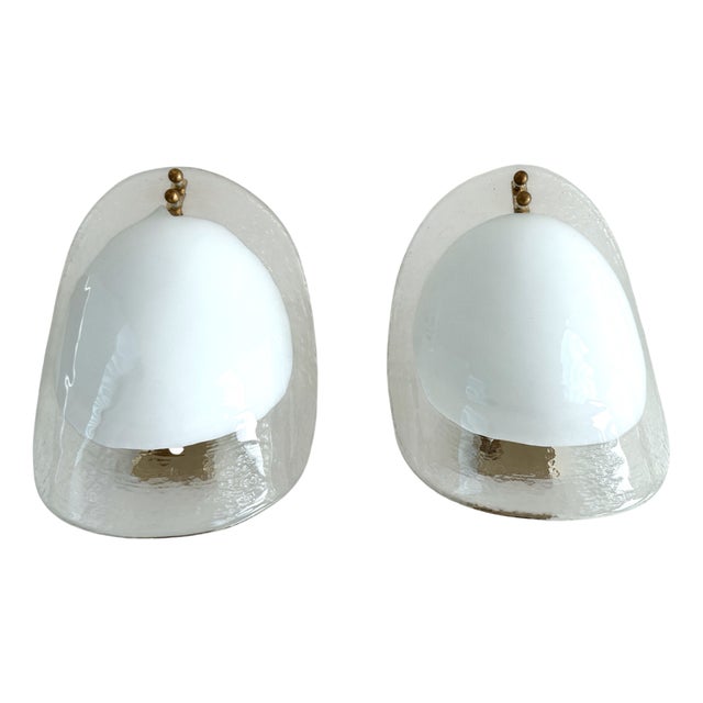 Mid-Century Modern Italian Murano Glass Wall Sconces, 1970s, Set of 2 For Sale