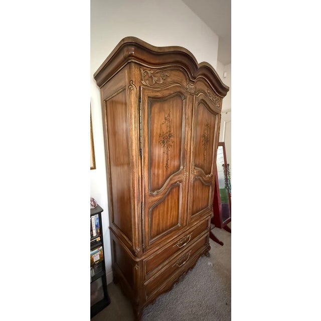 Wood 1960s Drexel Heritage French Provincial Wardrobe Armoire For Sale - Image 7 of 9