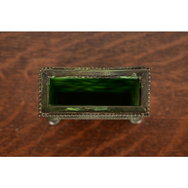 Early 20th Century Apollo Studios New York Arts & Crafts Grapevine Pattern Bronze and Slag Glass Card Holder For Sale - Image 5 of 12