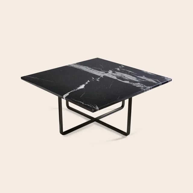 Black Marquina Marble and Black Steel Medium Ninety table by Ox Denmarq Dimensions: D 80 x W 80 x H 37 cm Materials:...