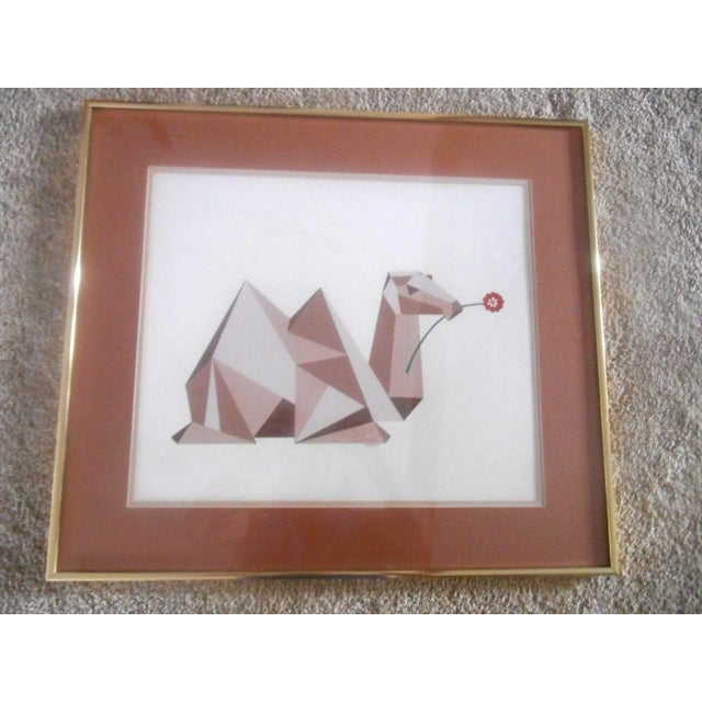 Stunning signed Mame Lambeth "CAMELLIA" Mid-Century Modern Watercolor Gouache that is double Matted and Framed Under...