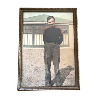 Framed Vintage Photograph Portrait of a Boy For Sale