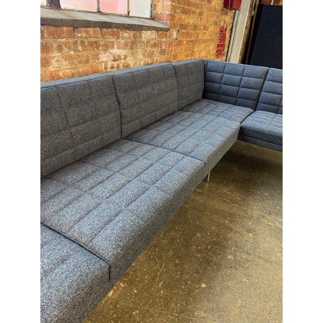 2010s Geiger Tuxedo Two-Piece Component Lounge Sectional in Gray Wool Felt For Sale - Image 5 of 9