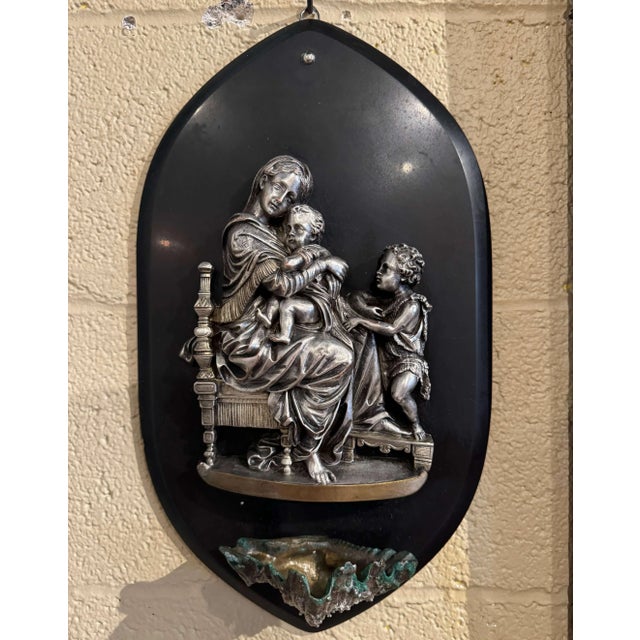 Early 20th Century Early 20th Century French Silvered Pewter Virgin Mary Holy Water Stoup For Sale - Image 5 of 8