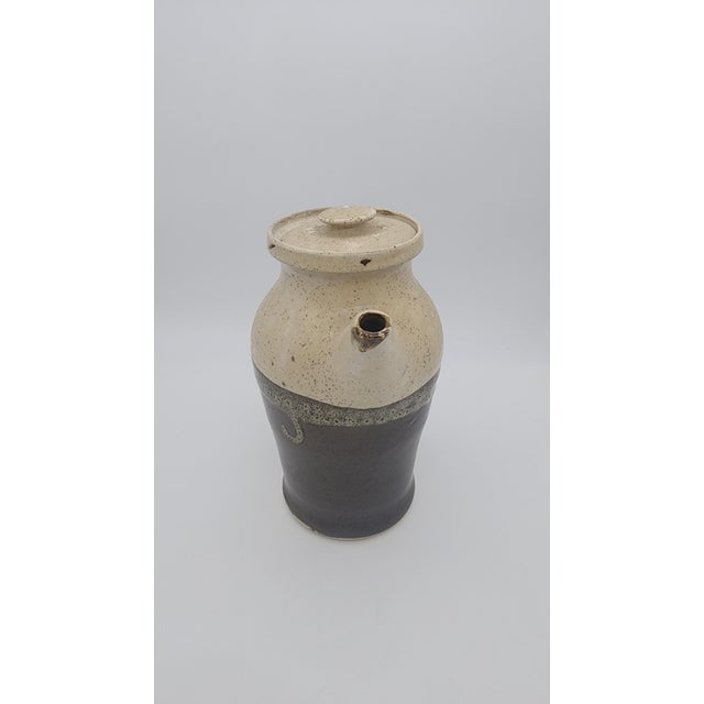 Ceramic Vintage Studio Pottery Tall Pitcher with Lid For Sale - Image 7 of 10