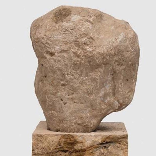 Maria Dompe, Gentleman, Marble and Travertine Conceptual Sculpture For Sale - Image 4 of 4