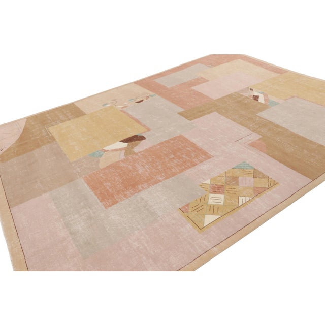 Rug & Kilim Vintage Zeki Müren Rug, Pink and Beige-Brown Geometric Patterns - Rug & Kilim For Sale - Image 4 of 8