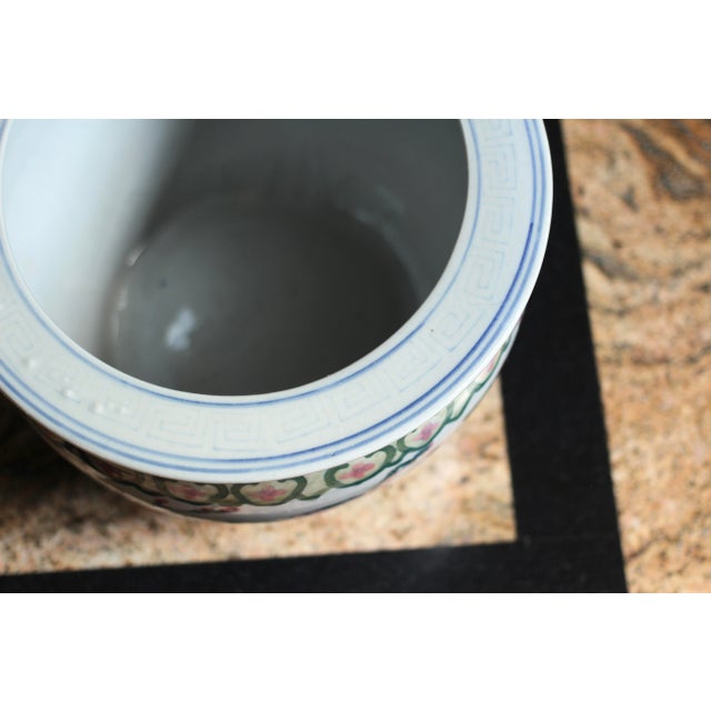 1980s Handpainted Peacock Fish Bowl Planter For Sale - Image 12 of 13