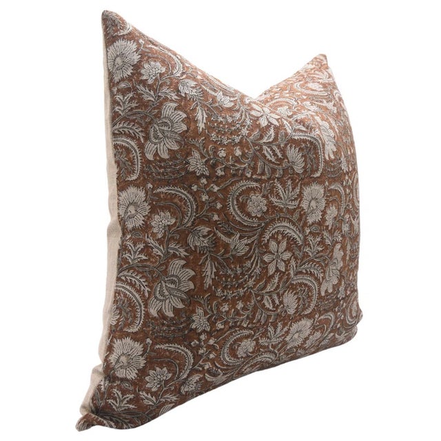 Infuse your living space with artisanal beauty using this handmade block print cushion cover, featuring the graceful...