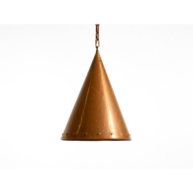 Mid-Century Modern Cone Pendant Lamp in Copper by Th. Valentiner Copenhagen, Denmark, 1960s For Sale - Image 3 of 18
