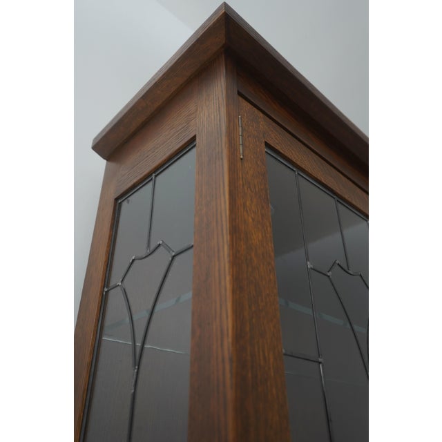Stickley Mission Oak Leaded Glass China Cabinet For Sale - Image 11 of 18