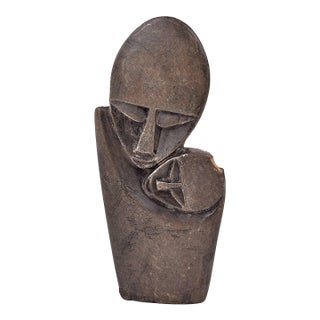 Early 20th Century Shona Stone Mother and Child Sculpture For Sale
