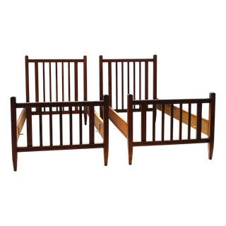 Rationalist Oak Wood Single Beds, Italy, Set of 2 For Sale
