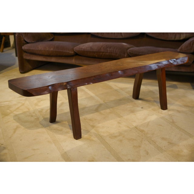 Brutalist Elm Bench from Aranjou, 1950s For Sale - Image 4 of 11