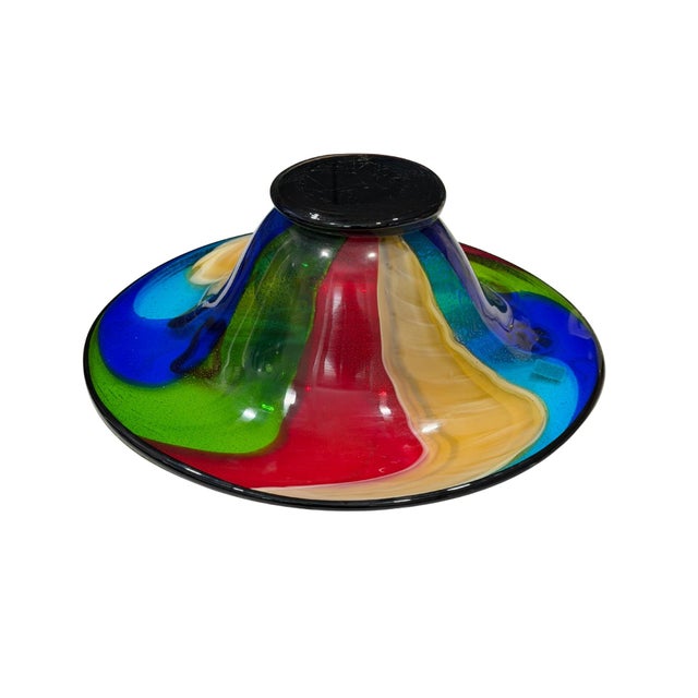Late 20th Century Oversized Multicolor Murano-Style Art Glass Centerpiece Bowl – 17” For Sale - Image 9 of 12