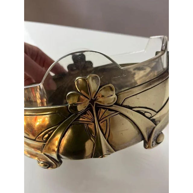 Glass Jardiniere with Cloverleaf from Hans Peter Metallwarenfabrik, 1908 For Sale - Image 7 of 11