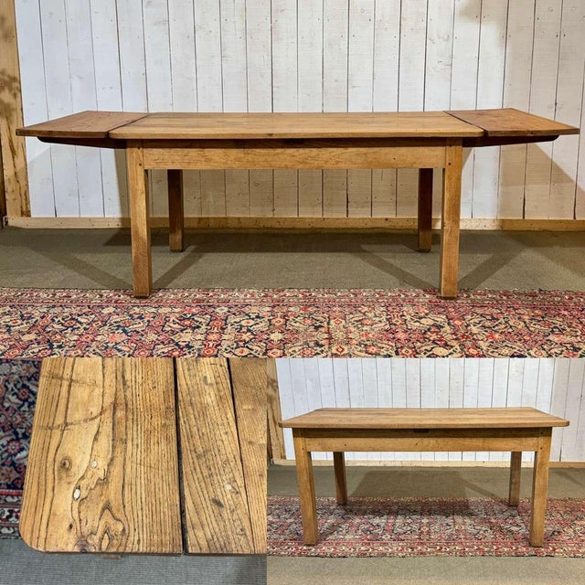 Extendable oak table from the 1930s with Gothic decoration - Lmin=1.40m Lmax=2.32m W=1m H=75cm