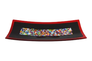 Geox R30 Black & Murrine Murano Glass Plate by Stefano Birello for VeVe Glass