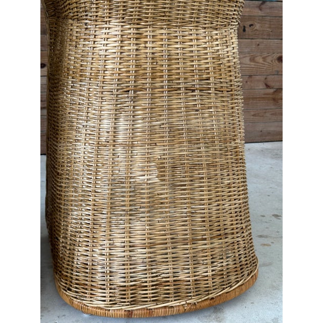 Michael Taylor Pair 1980’s Coastal Large Braid Rattan Bar Stools For Sale - Image 4 of 11