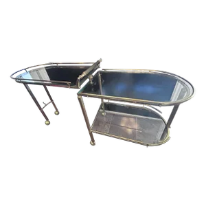 VTG Gold Italian 3-Tiered Rolling Bar Cart Neiman Marcus Folding Bar Global Views Gallery
