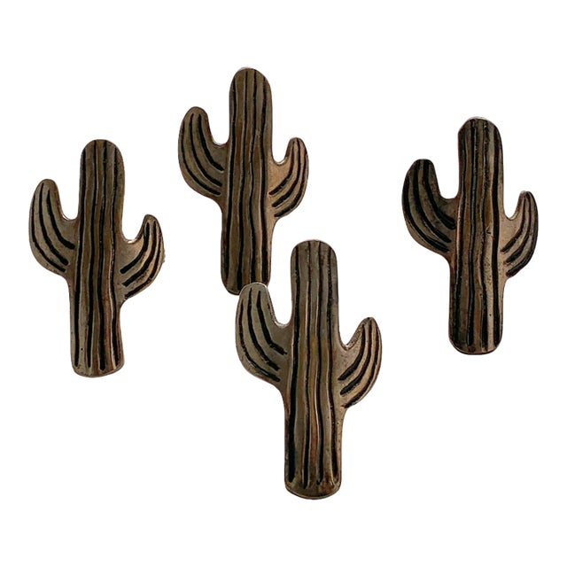 Vintage Silver-Tone Saguaro Cactus Napkin Rings, Set of Four For Sale