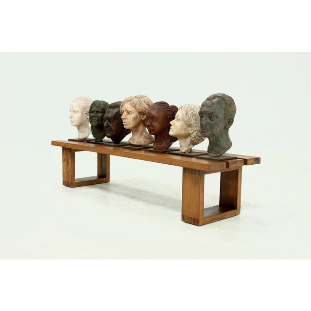 Studio made portrait head of a woman crafted in natural clay, dating from the 1970s. Part of a series of seven...