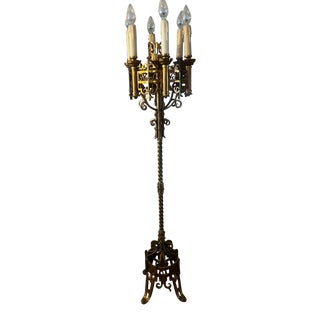 Early 20th Century Brass and Bronze Altar Lamp For Sale