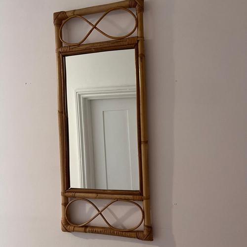 Vintage Bamboo Rectangular Mirror For Sale - Image 9 of 10