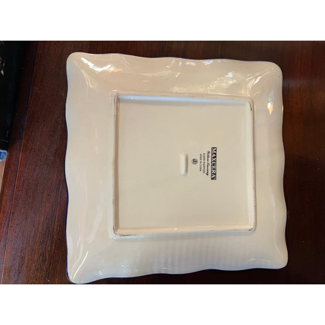 Contemporary Late 20th Century Maxcera Yellow Talavera Square Hand Painted Plates - 2pc For Sale - Image 3 of 3