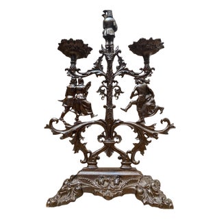 Gothic Revival Patinated Wrought Iron Candelabra, 19th Century For Sale
