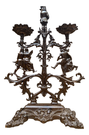 Gothic Revival Patinated Wrought Iron Candelabra, 19th Century