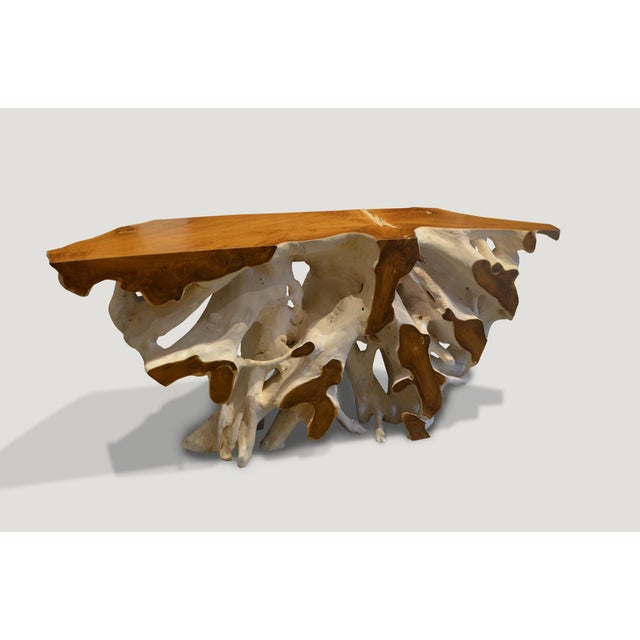Andrianna Shamaris Two-Toned Organic Teak Wood Console For Sale - Image 4 of 6