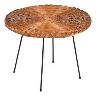 Hand-Woven Rattan and Black Iron Coffee Table by Roberto Mango, Italy, 1970s For Sale