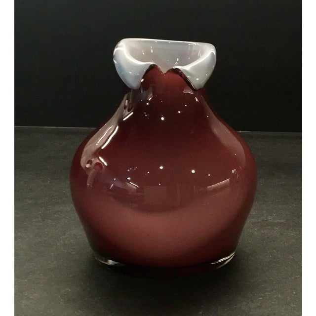 Vintage Tarnowiec of Poland HandBlown Mauve & White Glass Vase Chairish