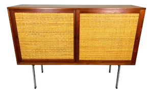 Hans Wegner Ry-33 Teak, Steel, Oak & Rattan Sideboard Cabinet -Denmark 1960s