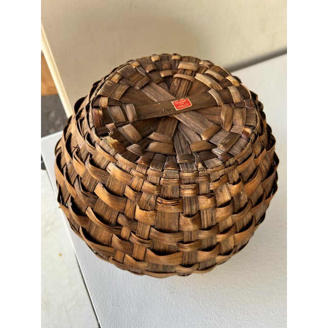 Mid 20th Century Mid Century Round Bentwood Basket Handmade in Italy For Sale In West Palm - Image 6 of 6