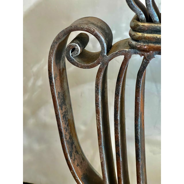 Polished Metal Shade & Wrought IronTable Lamp, France, 1940s For Sale - Image 13 of 18