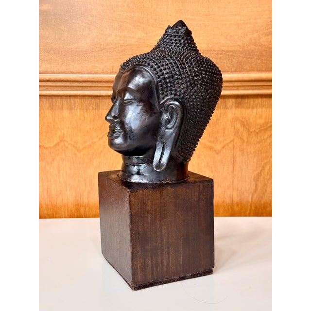 15th Century & Earlier Antique U Thong Bronze Buddha Head Thailand For Sale - Image 5 of 10