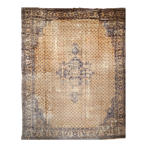Vintage Turkish Oushak Rug, Hand-Knotted Wool, Geometric Design, 15' X 18'