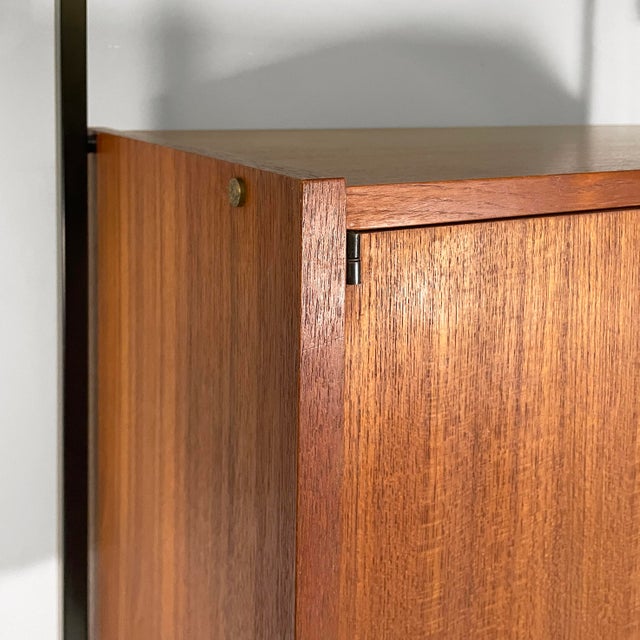 Italian Floor to Ceiling Bookcase in Wood, Black Metal and Brass, 1960s For Sale - Image 9 of 18