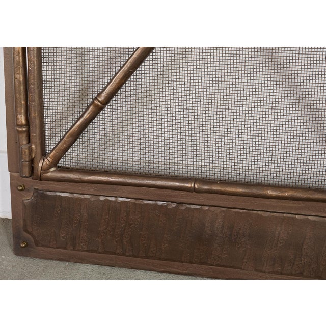 McGuire Two-Door Bronzed Iron Faux Bamboo Fireplace Screen For Sale - Image 15 of 17