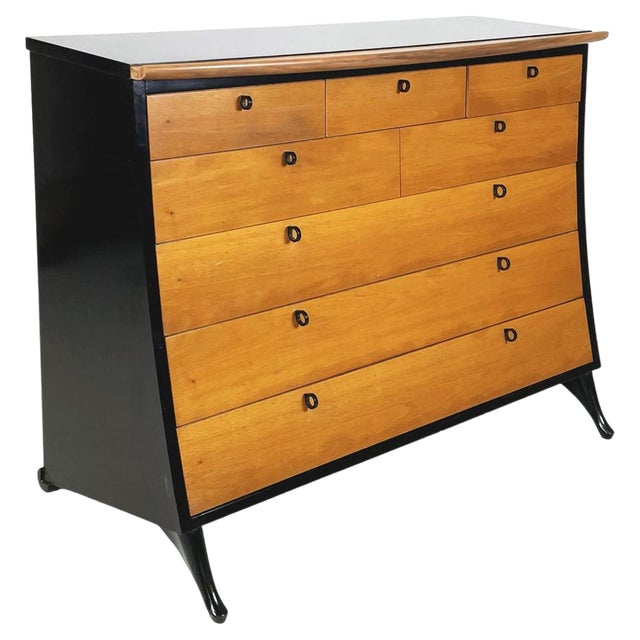 Modern Italian Black Wood Chest of Drawers attributed to Umberto Asnago for Giorgetti 1980s For Sale
